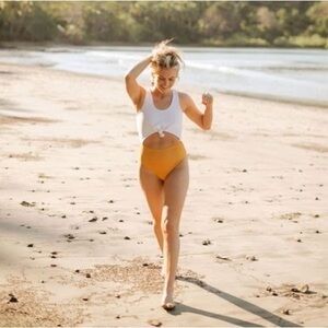 Albion White and Mustard One Piece Swimsuit